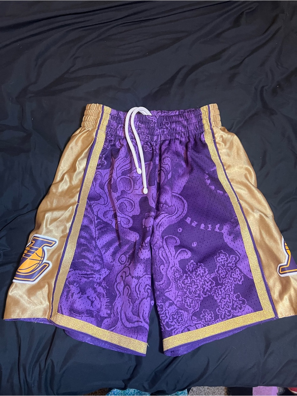 Mitchell & Ness Purple and Gold Kids Basketball Shorts